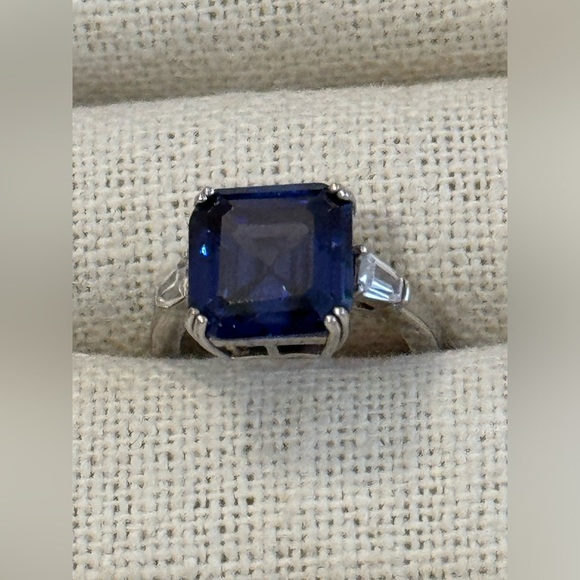 Sterling silver simulated tanzanite and cubic zirconia ring - Picture 3 of 6